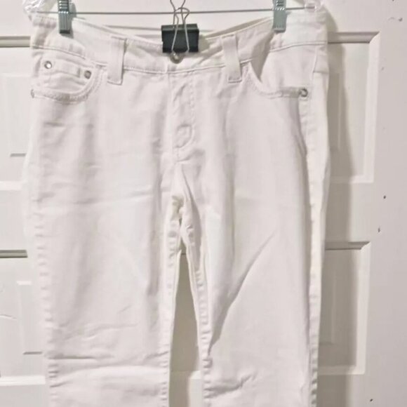 Womans Lee Platinum Sz 12 Short Jewel Silver Trim White Jeans - Picture 1 of 5